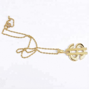 Vendita calda collana piena di oro stile <span class=keywords><strong>Gangster</strong></span> di Halloween con il piccolo segno del dollaro per Hiphop regali di vacanza felice matrimoni - Product Image 4