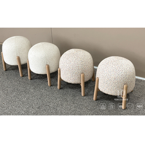 Fashion Designed Multi Scene Use of Foshan Low <b>Stools</b> & Ottomans White Fabric Round <b>Stool</b> With Wood Leg Fabric <b>Stool</b> - Product Image 2