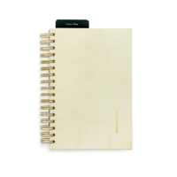 Carnet personnalisé A5 en tissu de lin avec spirale bronze/or, planificateur de bien-être, journal de soins personnels, couverture en PP, reliure à anneaux métalliques, boîte