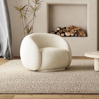 ATUNUS Petit Fauteuil d'Appoint Bouclé Teddy, Confortable et Détente, Rembourré, Canapé Simple de Luxe Moderne pour Salon