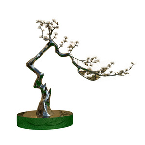 Stainless Steel <b>Tree</b> Sculpture 3120mm H 3500mm L <b>Outdoor</b> Garden Art Decoration Floor Mount Handmade Metal Mirror Design - Product Image 5