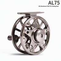 27760 LEO[AL75 Moulinet de pêche à la mouche CNC tout aluminium pour gaucher] Matériel de pêche en gros pour la pêche sur glace et la pêche à lancer avant