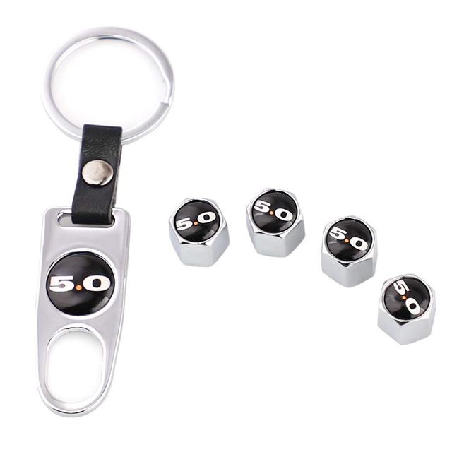 Customize Logo Car Tire Valve Cap, 5.0 T Universal Valve Stem Caps Cover Motorcycle Truck Accessories Wholesale with Keychain