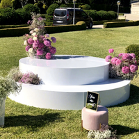 Plateforme de scène ronde simple à motif floral pour la danse de mariage, podiums de cérémonie de mariage, scène ronde blanche pour les événements de mariage