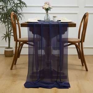 10Ft Navy Blue Sheer Chiffon Like <b>Table</b> <b>Runner</b> with Silver Sparkle for Rustic Boho <b>Wedding</b> Party Bridal Shower Decorations - Product Image 4