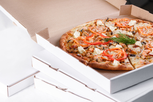 Boîte à pizza brune à emporter avec impression personnalisée de pizza d'emballage ondulé bon marché - Product Image 2