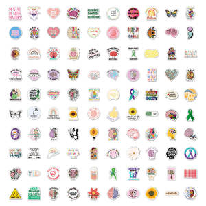 100 p/pack récompenses Phrases autocollants pour bouteilles d'eau Skate Board <span class=keywords><strong>personnalisé</strong></span> Graffiti santé mentale connaissances éducation autocollants - Product Image 2