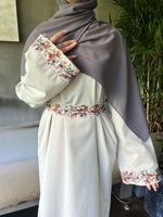 Abaya élégante de haute qualité, vêtements musulmans, robe brodée en coton et lin, jupe longue, robe, foulard, abaya à manches longues pour femmes