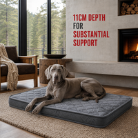 Matelas orthopédique pour chien de 11 cm d'épaisseur, 89x58 cm, gris, matelassé, grand lit pour chien avec housse amovible