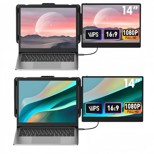 Portable Dual Screen Extender 14" S1 1080P FHD IPS Panel USB-C External Display for PC Laptop Tablet Desktop Gaming Working