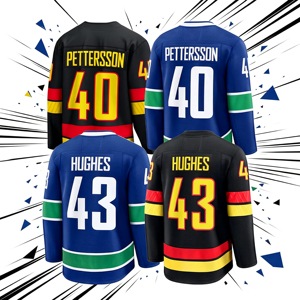 Camisetas de Hockey Cosidas para Hombre 10 Pavel Bure 43 Quinn Hughes 40 <span class=keywords><strong>Elias</strong></span> Pettersson 16 Trevor Linden 6 Brock Boeser 9 J.T. Miller - Product Image 1