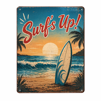 Panneau en métal de haute qualité, motif personnalisé, style moderne, vintage, rétro, plage, surf, pour boutique de surf, hôtel, maison, bar, décoration murale