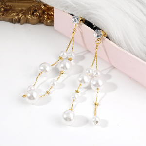 2025 nouveau haute qualité nouvelle mode à la mode tempérament élégant or Long gland perle perles boucles d'oreilles pour les femmes dames fête - Product Image 3