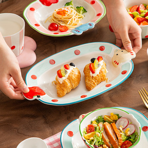 Creative Cartoon Cute apple <strong>Elephant</strong> <strong>Ceramic</strong> Tableware Set Dining Set for Breakfast Salad Dessert Snack Plate Christmas Gift - Product Image 5