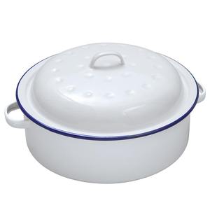 Casserole ronde <span class=keywords><strong>en</strong></span> émail de 29 cm de couleur blanche pour la cuisine, avec logo personnalisé imprimé, pour la cuisson au four, avec bordure noire - Product Image 2