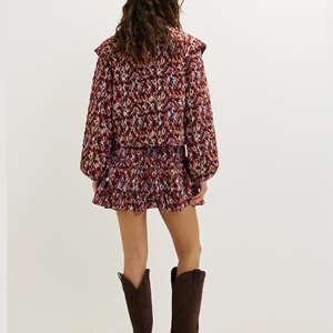 Ensemble veste <span class=keywords><strong>et</strong></span> jupe matelassée imprimée sur mesure pour femmes - Ensemble de costume de bureau à épaules bouffantes, directement de l'usine chinoise pour la vente en gros OEM/ODM - Product Image 5