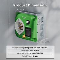 Boîtier de transfert automatique vert 125 V CA 15 A avec boîte de raccordement pour générateur et onduleur de système solaire