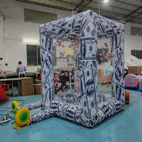 Cabine gonflable de machine de grippage d'argent de cube en espèces de PVC avec le ventilateur pour annoncer la promotion d'événement