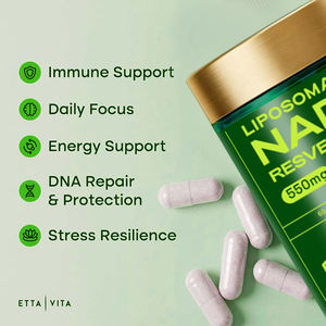 Suplemen Liposomal NAD Plus Resveratrol Kekuatan Tinggi dengan Trans Resveratrol 60 Kapsul/Kotak untuk Dukungan Antioksidan & Imunitas - Product Image 5