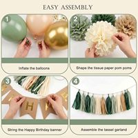 Grüne Happy Birthday Party Dekoration Retro Nude Elfenbein Dunkeloliv Karton Tischdekoration Banner Luftballons Partyzubehör Festlich
