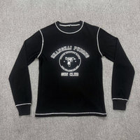 T-shirts à manches longues de haute qualité 100% coton gaufré 320 g/m² épais avec coutures personnalisées et impression sérigraphiée
