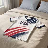 Maillots de baseball à manches courtes et col en V, impression numérique personnalisée, drapeau américain, nom et numéro personnalisés, pour hommes, femmes et jeunes