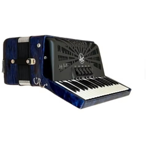 Accordéon chromatique professionnel Hohner Bravo III 72 touches noir avec soufflet bleu, produit neuf - Product Image 3