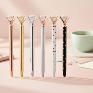 स्कूल छात्र उपहार के लिए बड़े हीरे के साथ थोक अनुकूलित प्रचार धातु नवीनता बॉलपॉइंट पेन - Product Image 1