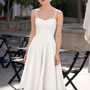 Vestido Midi Plisado Blanco de Lujo para Mujer, Estilo Corsé, Casual de Verano, de Alta Calidad, Corte A, Personalizado - Product Image 1