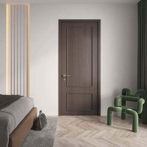 Puertas Interiores de Lujo Color Nogal, Madera Maciza/Chapa de Madera, Arco Elegante, Duraderas, Insonorizadas, Estilo Americano Moderno, para Uso en Hospitales y Hoteles - Product Image 2