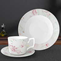 Mug Porselen Bone China Motif Bunga Pastel untuk Kopi Teh, Cocok untuk Rumah, Kafe, Hotel, Restoran, Hadiah, Eceran, Peralatan Makan & Minum Kustom