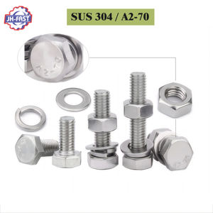 Din 933 y DIN 931 SS 304 316 A4 <span class=keywords><strong>A2</strong></span> <span class=keywords><strong>70</strong></span> tuercas y pernos hexagonales extra largos de acero inoxidable SS304 din933 pernos y tuercas de cabeza hexagonal - Product Image 2