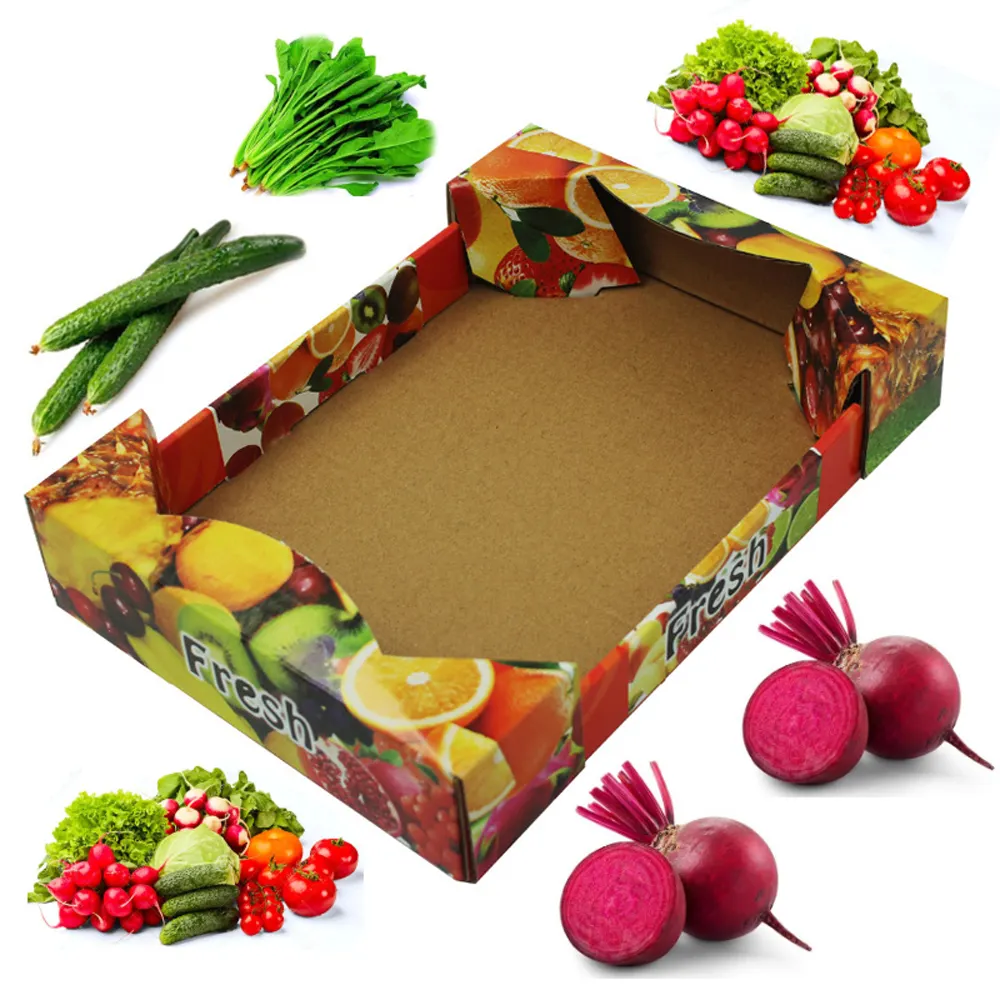 मजबूत सब्जी और फल गत्ता पैकेजिंग शिपिंग बॉक्स ताजा फल दफ़्ती बॉक्स खाद्य, खाद्य और पेय पैकेजिंग 37*32*10cm एचएस