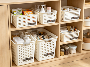 Wholesale Square Multi-Purpose Plastic Storage <strong>Basket</strong> Handles OEM Custom Hollow Organizer Bin For Office Kids Toy Home Hotel Use - Product Image 4