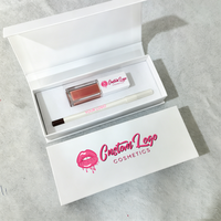 Kits de rouge à lèvres et crayons à lèvres 2-en-1 personnalisés, coffret cadeau de luxe noir, boîtes d'emballage, gloss à lèvres pailleté et crayon à lèvres