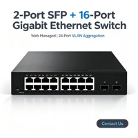 Switch Ethernet Gigabit Administrado de 16 Puertos con 2 SFP Uplink, Gestión Web y Control de Tráfico VLAN, Venta al por Mayor de Fábrica