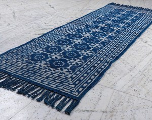 Indigo Black Hand Block Printed Cotton <b>Runner</b> Rug Handmade Boho Floor <b>Carpet</b> Various Sizes - Product Image 5
