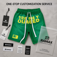 RAMAX Pantalones Cortos de Algodón Grueso Estilo Urbano Vintage para Hombre con Logotipo Frontal, Ecológicos, Transpirables, con Cierre de Cordón
