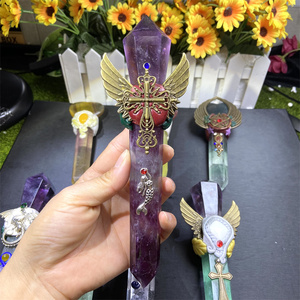 Haute qualité pierres précieuses naturelles cristaux de guérison pierre mélange améthyste clair Quartz baguette magique pour cadeau - Product Image 2