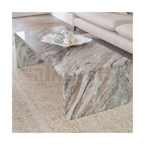 Mesa de Centro de Mármol Natural de Diseño Personalizado, Moderna, Minimalista, de Piedra Irregular para Sala de Estar de Villa - Product Image 1