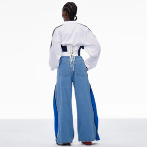 Casual cintura elástica corbata soporte cuello recortado para la temporada de primavera impermeable Biker Bomber chaqueta de las <span class=keywords><strong>mujeres</strong></span> - Product Image 2