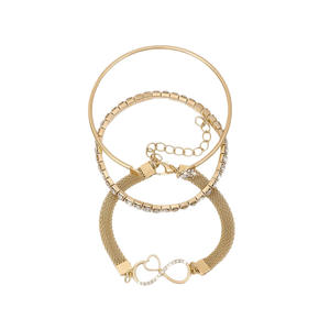 Conjuntos de Joyería de Moda, Conjunto de Pulseras en Tono Dorado con Diseño de Corazón Infinito de Cristal, para Mujer, para Fiestas - Product Image 2
