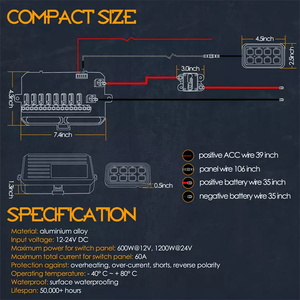 HOT8ウェイスイッチパネル10-30V、最大60A連続 - Product Image 3