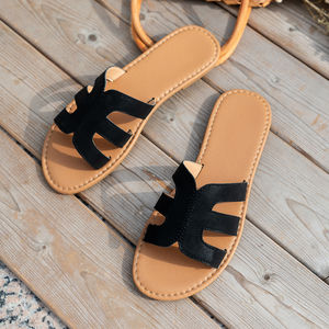 Sandales de plage décontractées ajourées, à semelle plate, style français simple, pour femme, pour l'extérieur en été - Product Image 4