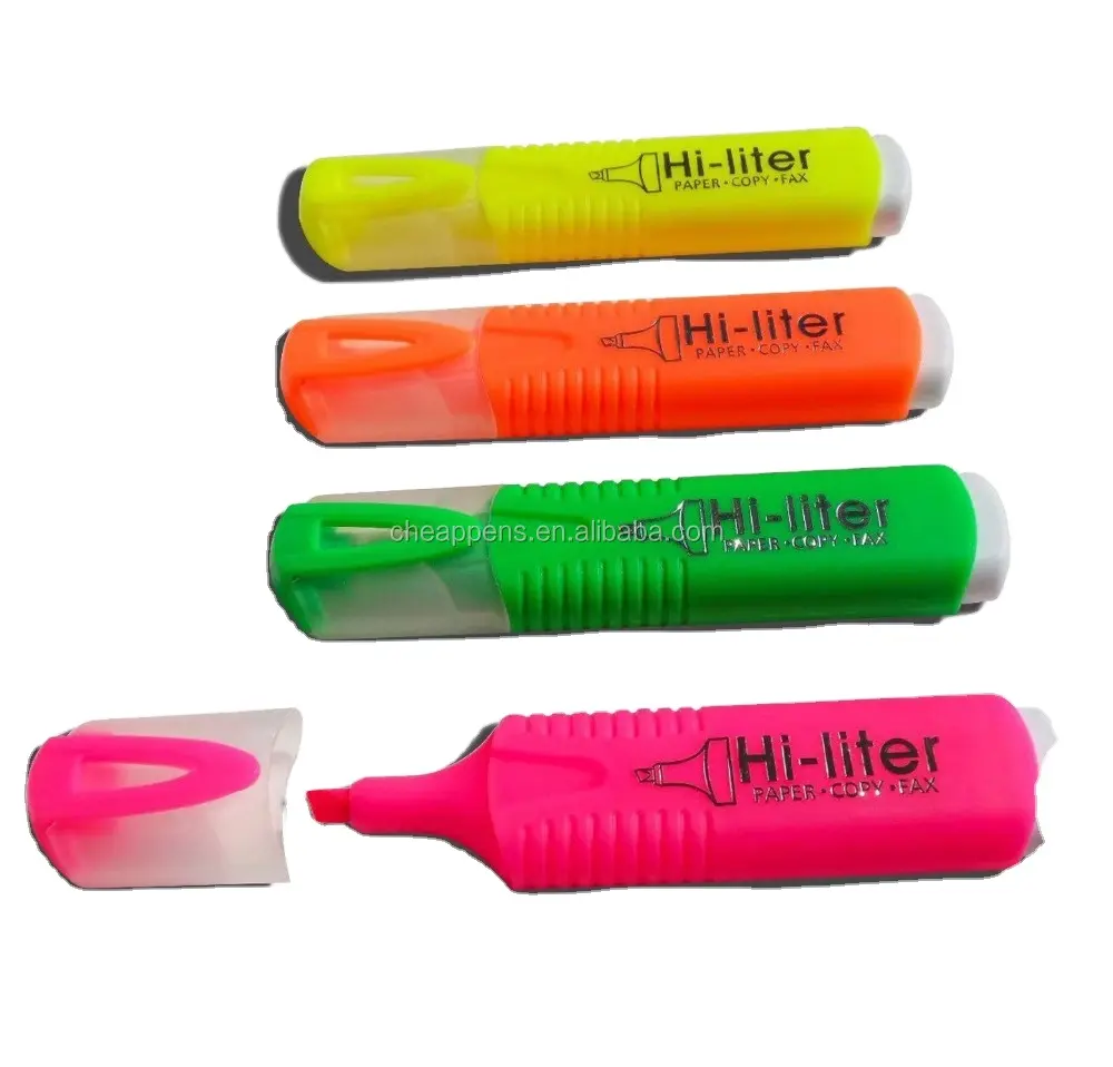 Chisel tip felt text marking plastic highlighter marker pen set with custom logo