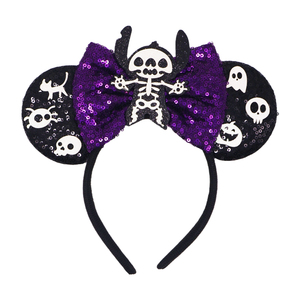 Serre-tête Charmant Oreilles de Souris d'Halloween, Bandeau Fantôme, Nœud à Paillettes, Cerceau à Cheveux, Coiffe Mh064 - Product Image 3