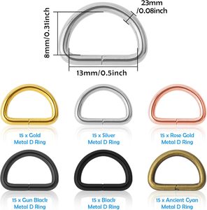 Pieces Metal D Ring Colors Metal <b>Purse</b> Straps Buckle D Shape Multi Purpose Hardware Dee Rings Semi Circular D Ring For Dog Colla - Product Image 2