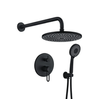 Promotion Huagao Ensemble de douche de salle de bain en laiton noir mat chromé, à commande monocommande, avec fonction pluie encastrée, cartouche céramique et barre coulissante