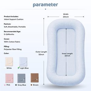 Coussin de soutien pour bébé de qualité supérieure, portable, pour les voyages, transat pour bébé, lavable, nid de sommeil pour nouveau-né, pour la maison et l'extérieur - Product Image 2