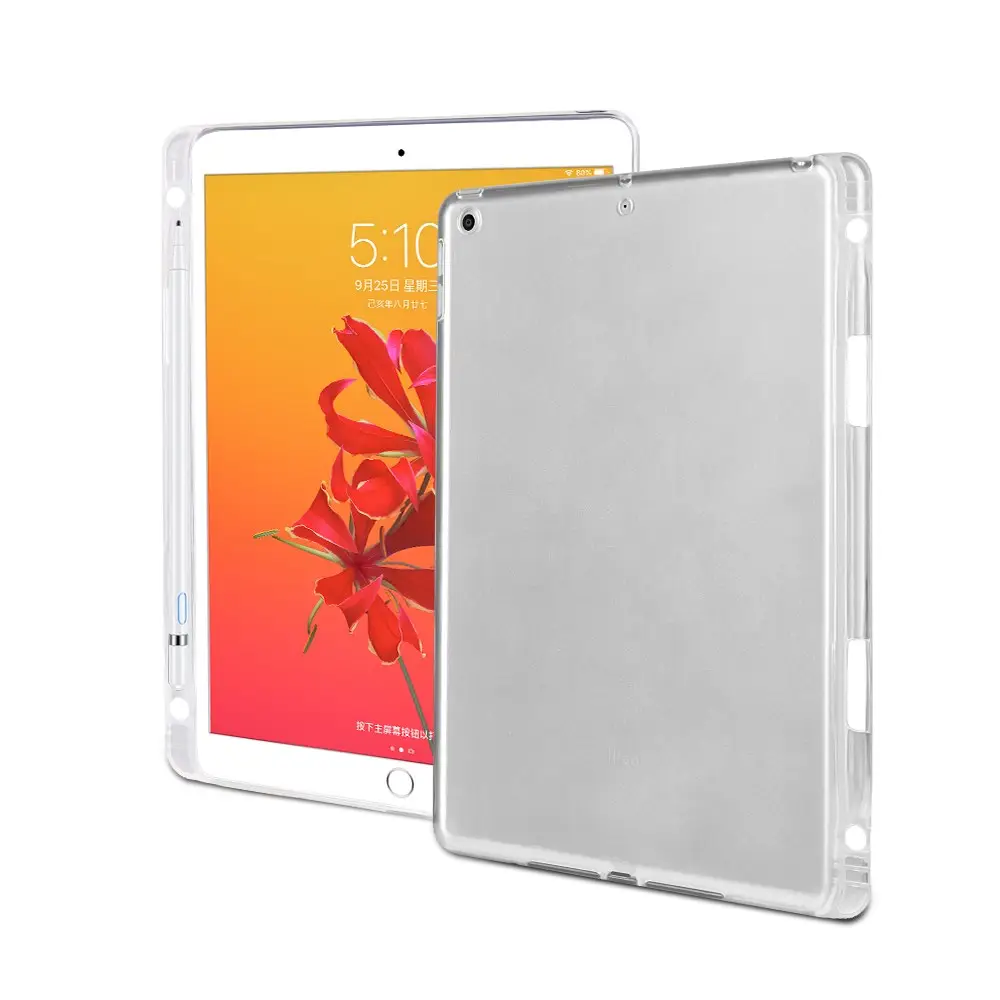 Funda trasera de TPU de silicona transparente para iPad, 10,2 pulgadas, 2021, 7. ª y 8. ª generación, con portalápices, precio barato